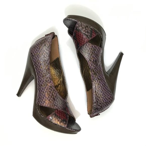 Steven by Steve Madden Snake Skin Peep Toe Heels - Picture 1 of 8